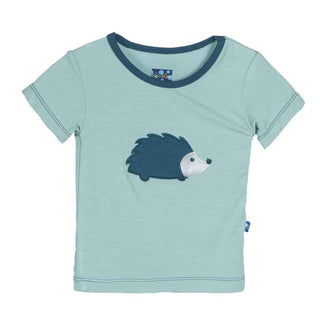 KicKee Pants Boys Short Sleeve Applique Tee, Jade Hedgehog