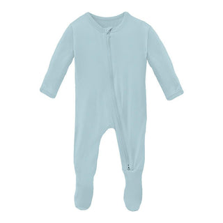 Boy's Solid Bamboo Footie with 2-Way Zipper - Spring Sky Baby & Toddler Sleepwear