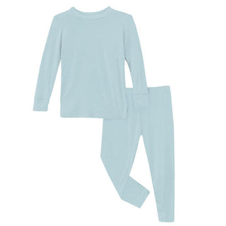 KicKee Pants Boy's Solid Bamboo Long Sleeve Pajama Set - Spring Sky | Stylish Sleepies offer designs that make bedtime beautiful.