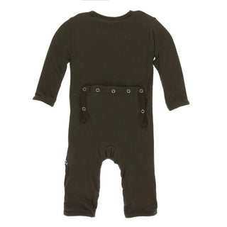 KicKee Pants Boys Solid Coverall with Snaps - Bark