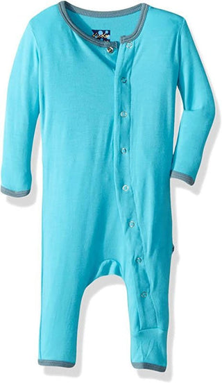 KicKee Pants Boy's Solid Coverall with Snaps - Confetti with Dusty Sky