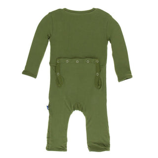 KicKee Pants Boys Solid Coverall with Snaps - Moss