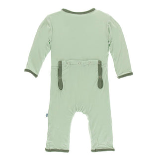 Boy's Solid Bamboo Coverall with Zipper - Aloe with Succulent KicKee Pants