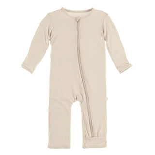 Boy's Solid Bamboo Coverall with Zipper - Burlap (TBD22) KicKee Pants