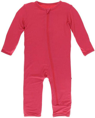 Boy's Solid Bamboo Coverall with Zipper - Flag Red KicKee Pants