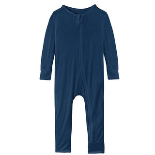 Boy's Solid Bamboo Coverall with Zipper - Navy KicKee Pants