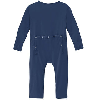 Boy's Solid Bamboo Coverall with Zipper - Navy KicKee Pants