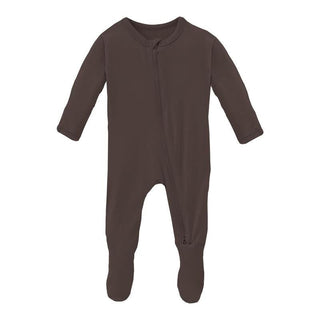 Boy's Solid Bamboo Footie with 2-Way Zipper - Bark Baby & Toddler Sleepwear