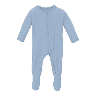 Boy's Solid Bamboo Footie with 2-Way Zipper - Pond Baby & Toddler Sleepwear