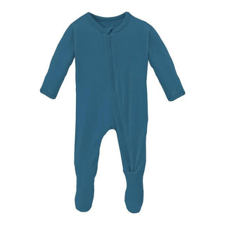 Boy's Solid Bamboo Footie with 2-Way Zipper - Twilight Baby & Toddler Sleepwear