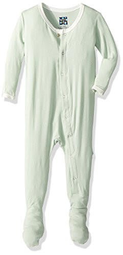 Boy's Solid Bamboo Footie with Snaps - Aloe with Natural Baby & Toddler Sleepwear