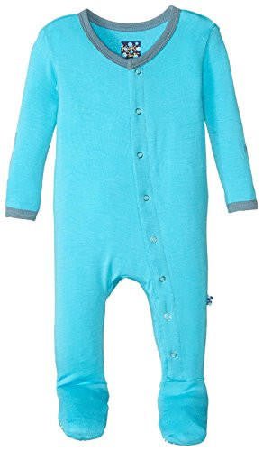 Boy's Solid Bamboo Footie with Snaps - Confetti with Dusty Sky Baby & Toddler Sleepwear