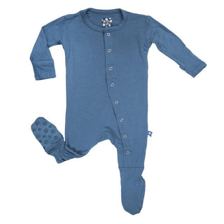 Boy's Solid Bamboo Footie with Snaps - Twilight Baby & Toddler Sleepwear