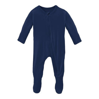 Boy's Solid Bamboo Footie with Zipper - Flag Blue (TBD22) Baby & Toddler Sleepwear