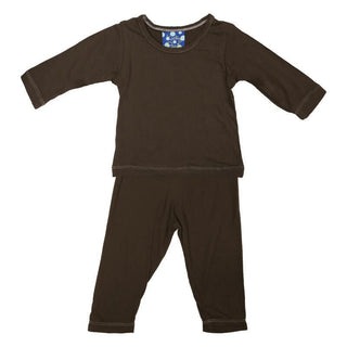 Boy's Solid Bamboo Long Sleeve Pajama Set - Bark KicKee Pants