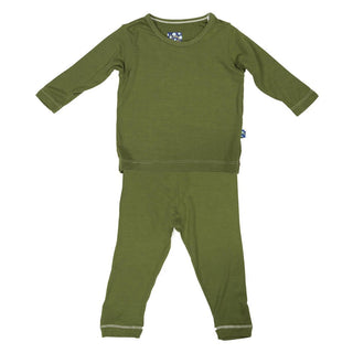 KicKee Pants Boys Solid Long Sleeve Pajama Set - Moss | Stylish Sleepies offer designs that make bedtime beautiful.