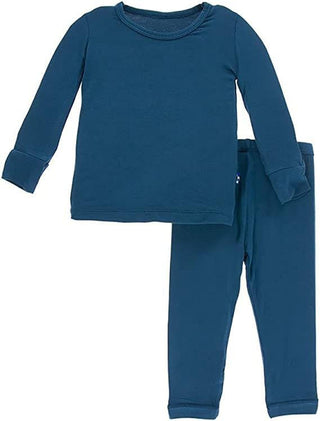 KicKee Pants Boy's Solid Long Sleeve Pajama Set - Peacock | Stylish Sleepies offer designs that make bedtime beautiful.