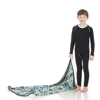 Boy's Solid Bamboo Long Sleeve Sport Pajama Set - Deep Space with Illusion Blue Baby & Toddler Sleepwear