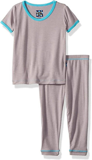 Boy's Solid Bamboo Short Sleeve Pajama Set - Feather with Confetti Baby & Toddler Sleepwear