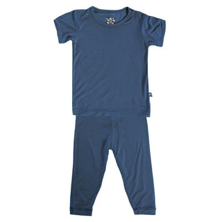 Boy's Solid Bamboo Short Sleeve Pajama Set - Twilight KicKee Pants