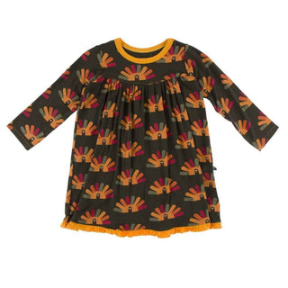 Celebration Print Bamboo Classic Long Sleeve Swing Dress, Bark Turkey Baby & Toddler Dresses