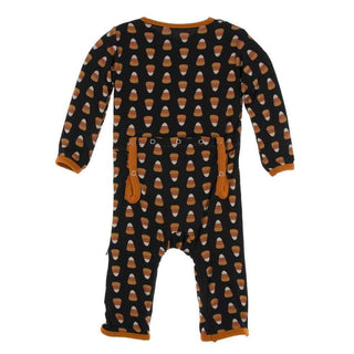 KicKee Pants Celebration Print Coverall with Zipper - Midnight Candy Corn