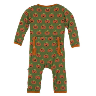 KicKee Pants Celebration Print Coverall with Zipper - Moss Jack OLantern