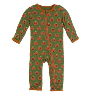 Celebration Print Bamboo Coverall with Zipper - Moss Jack O'Lantern Baby & Toddler Sleepwear