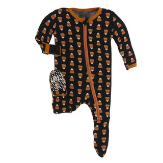 KicKee Pants Celebration Print Footie with Zipper - Midnight Candy Corn