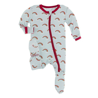 Celebration Print Bamboo Footie with Zipper - Spring Sky Rainbows Baby & Toddler Sleepwear