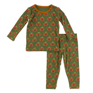 KicKee Pants Celebration Print Long Sleeve Pajama Set - Moss Jack OLantern | Stylish Sleepies offer designs that make bedtime beautiful.