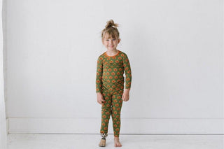 Celebration Print Bamboo Long Sleeve Pajama Set - Moss Jack O'Lantern Baby & Toddler Sleepwear