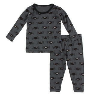 KicKee Pants Celebration Print Long Sleeve Pajama Set - Stone Spiders | Stylish Sleepies offer designs that make bedtime beautiful.