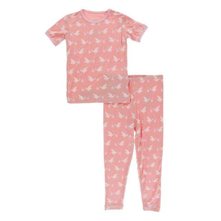 KicKee Pants Celebration Print Short Sleeve Pajama Set - Blush Stork | Stylish Sleepies offer designs that make bedtime beautiful.