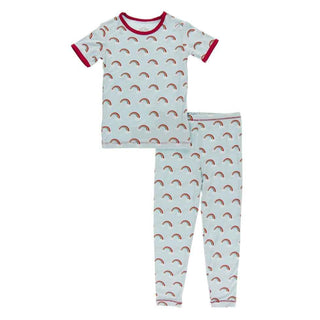 Celebration Print Bamboo Short Sleeve Pajama Set - Spring Sky Rainbows Baby & Toddler Sleepwear