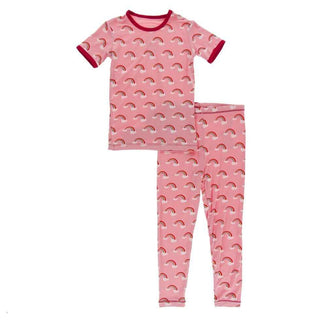 Celebration Print Bamboo Short Sleeve Pajama Set - Strawberry Rainbows Baby & Toddler Sleepwear