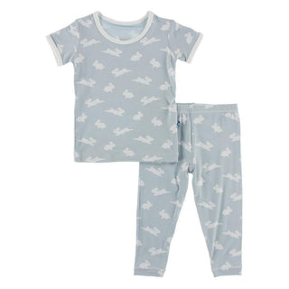 Celebration Bamboo Short Sleeve Pajama Set - Pearl Blue Bunny Baby & Toddler Sleepwear