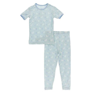 KicKee Pants CelebrationPrint Short Sleeve Pajama Set - Spring Sky Stork | Stylish Sleepies offer designs that make bedtime beautiful.