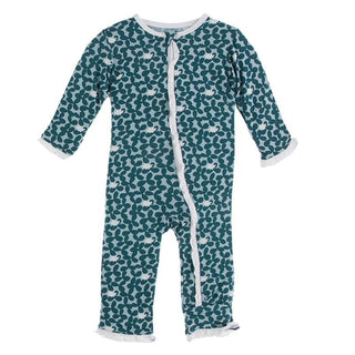 Bamboo Classic Ruffle Coverall with Zipper - Jade Running Buffalo Clover Baby & Toddler Sleepwear