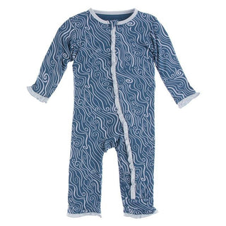 KicKee Pants Classic Ruffle Coverall with Zipper - Twilight Whirling River