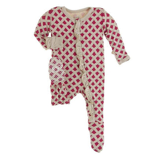 KicKee Pants Classic Ruffle Footie with Zipper - Summer Berry Pie