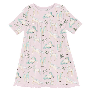 Kickee Pants Classic Short Sleeve Swing Dress - Shrinking Violet Sleeping Unicorns | Baby Riddle