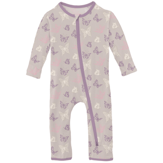 Kickee Pants 2-Way Zipper Coverall - Latte Butterflies | Baby Riddle