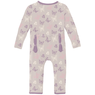 Kickee Pants 2-Way Zipper Coverall - Latte Butterflies | Baby Riddle