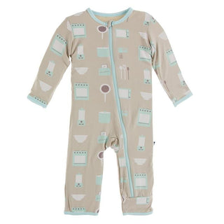 Bamboo Coverall with Zipper - Burlap Kickee Kitchen Baby & Toddler Sleepwear