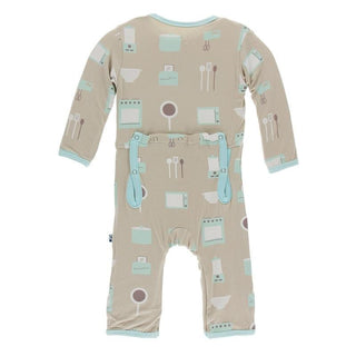 Bamboo Coverall with Zipper - Burlap Kickee Kitchen KicKee Pants