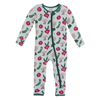 Bamboo Coverall with Zipper - Illusion Blue Happy Veggies Baby & Toddler Sleepwear