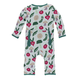 Bamboo Coverall with Zipper - Illusion Blue Happy Veggies KicKee Pants