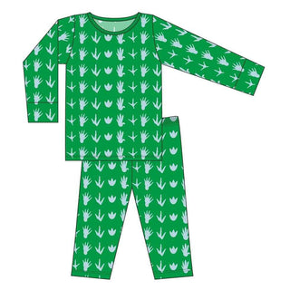 Custom Bamboo Long Sleeve Pajama Set - Dino Tracks with Fern Baby & Toddler Sleepwear