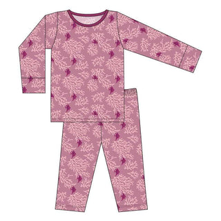 KicKee Pants Custom Print Long Sleeve Pajama Set - Pegasus Coral Fans | Stylish Sleepies offer designs that make bedtime beautiful.